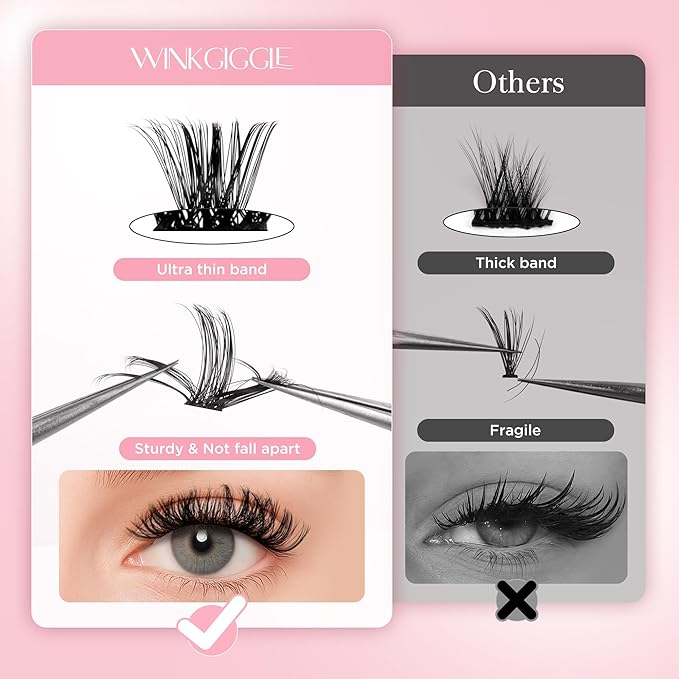 Lash Clusters Volume Wispy Eyelash Clusters, 10-16mm D Curl Natural Lashes Clusters, DIY Individual Lash Extensions with Soft Ultra-thin Band, 144pcs (M02)