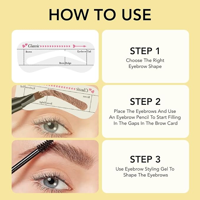 O'CHEAL Double-end Styling Eyebrow Pen and Eyebrow Gel with 3 eyebrow cards, 2-in-1 Eyebrow Pencils for Women with 4-Fork-Tip & Clear Brow Gel, Eyebrow Makeup 03#DARK BROWN