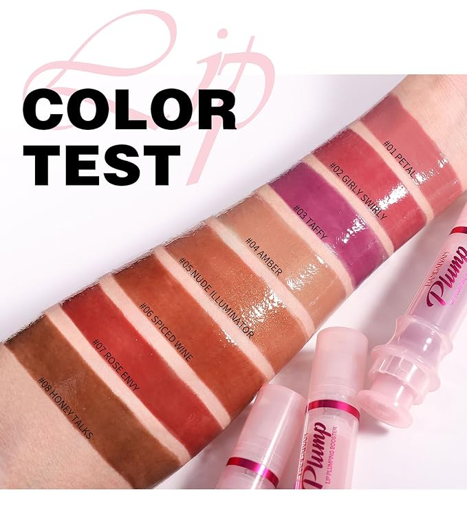 Plumping Lip Oil with Fresh Ginger Extract - Instant Fuller Lips, Ultra-Hydrating & Nourishing Glossy Lip Glow Oil, Lip Plumping Booster for Smooth, Defined Lips (#02 GIRLY SWIRLY, 1)