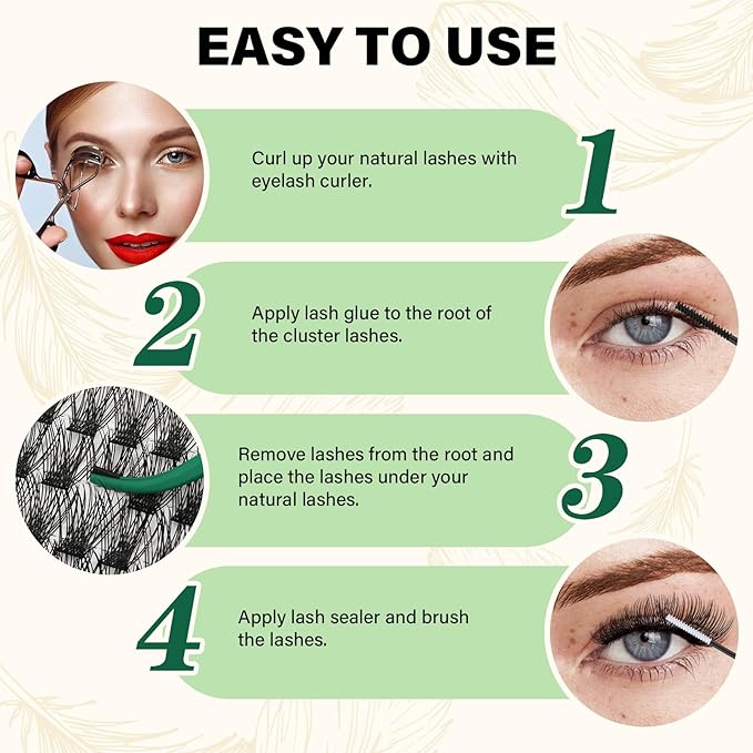 KEYYOU Lash Clusters 144pcs Individual Lashes D Curl 16mm Eyelash Clusters Super Lightweight Air Touch Cluster Lashes Soft&Wispy Comfortable Easy to DIY at Home(Air01-D-16mm)