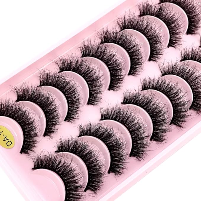 HBZGTLAD New 10 Pairs 3D Mink Lashes False Eyelashes Handmade Wispy Fluffy Long Lashes Natural Eye Makeup Tools Eye Lashes(FA-11)