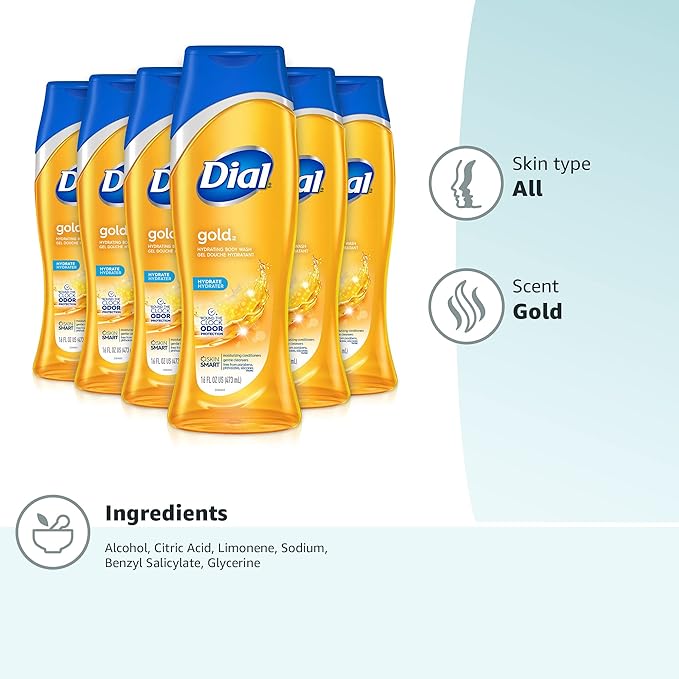 Dial Body Wash, Advanced Clean Gold, 16 fl oz, Pack of 6