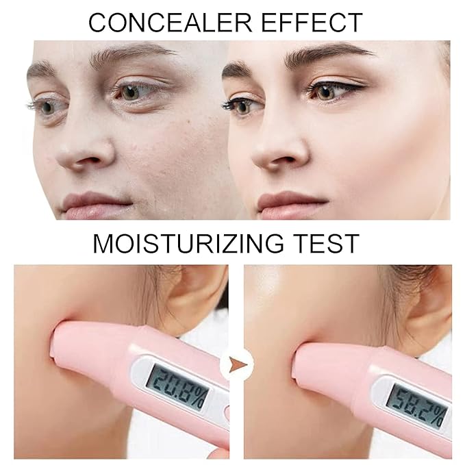 2PCS Mushroom Head Air Cushion CC Cream BB Cream Foundation Full Coverage Foundation 24HR Matte Oil Control Concealer With Makeup Face Primer & Petal-Shaped Cosmetics Brush(Natural)