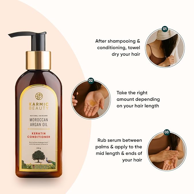 100% Organic Moroccan Argan Oil & Natural Keratin Shampoo 3.4 fl oz and Conditioner 3.5 oz (Bundle) | For Dry, Damaged & Colored Hair