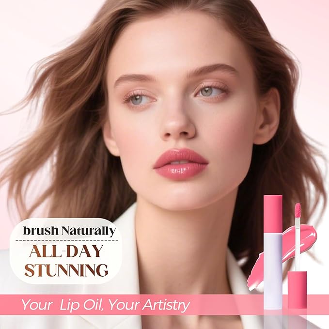Lips Staining Lip Oil, 2025 Upgrade Lips Staining Long-Lasting Moisturizing Lip Oil Both an Oil and a Stain, Dynamic Finish Lip Tint Lips Oil Glossy Creamy Texture for Girl and Women (FIRST SARI)