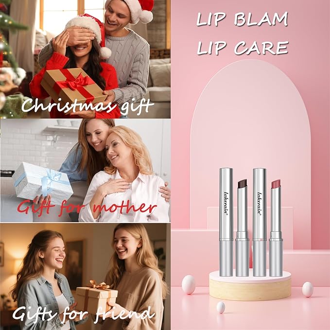 2PCS Honey Lipstick Tinted Lip Balm,Hydrating & Nourishing Lip Care with Natural Black Cherry & Pink Berry Tint, Moisturizing Lipstick for All Skin Tones, Daily Vegan Lip Treatment