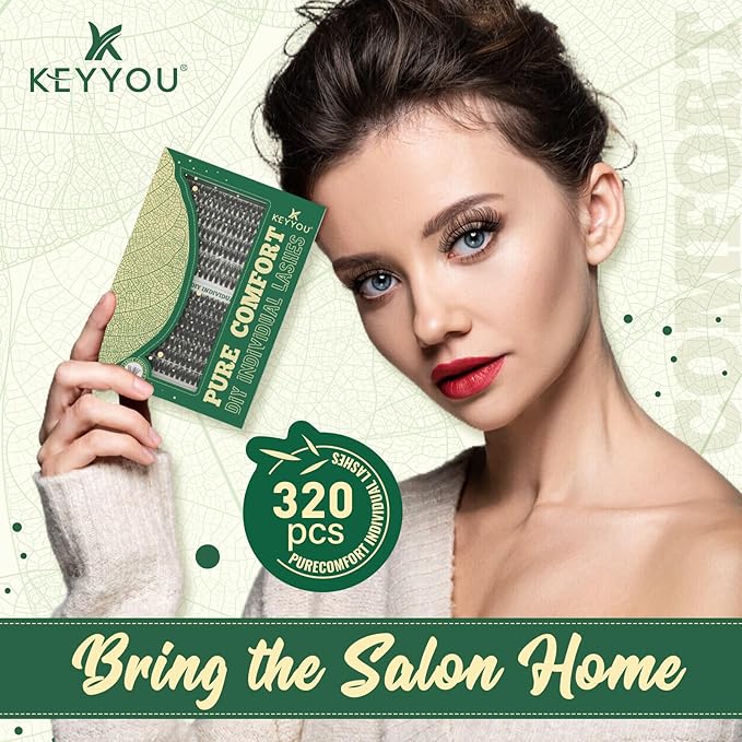 Lash Clusters 280Pcs Eyelash Clusters KEYYOU 60D+80D D Curl 9-16MIX Clusters Lashes Super Soft Wispy DIY Eyelash Extension at Home(60D+80D-D,9-16MIX)