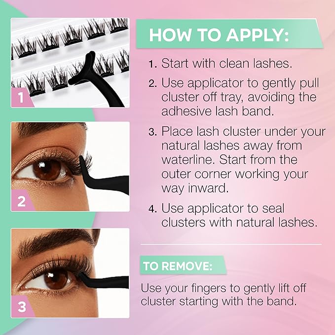Ardell Press On Lashes Naked Natural – Pre Glued Lash Clusters for All-Day Wear, No Glue Needed, 60 Clusters