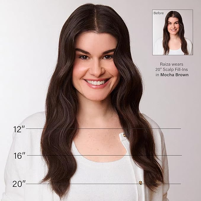 Luxy 100% Remy Human Hair Extensions for Thin Hair Thinning Hair Fill-Ins – 6 Seamless Wefts Multi-Dimensional Color Blend - Natural-Looking Volume & Coverage 50 grams 12" Dimensional Sunkissed Brown