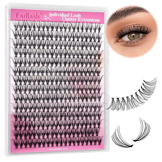 Individual Lashes Large Tray D Curl Lash Clusters 10D 20D 30D 40D Individual Lash Extensions Cluster Lashes Lash Extension Supplies Eyelash Clusters (20D-0.07D, 14mm)