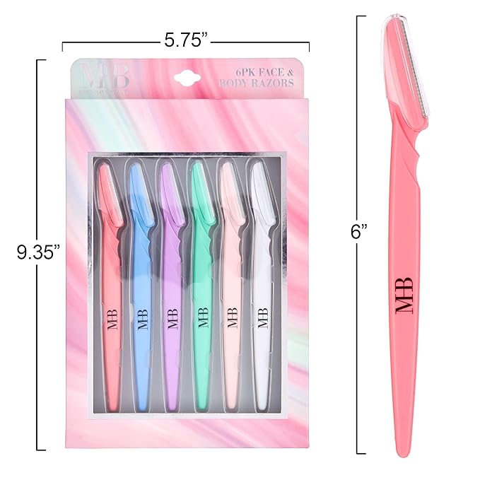 6pc Face Body Razors, Pack Premium Professional Disposable Dermaplaning Tool, Eyebrow Shaver, Smooth Skin Grooming Kit