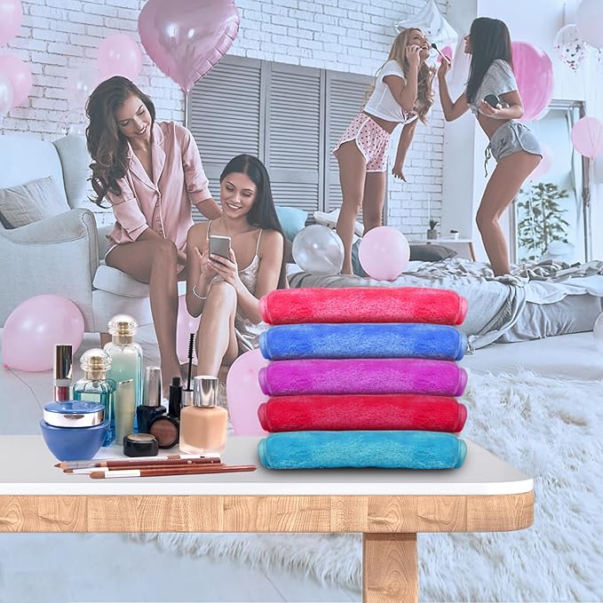 Nugilla Makeup Remover Cloth, 5 Packs Reusable Microfiber Makeup Remover Towels, Face Towel for Women