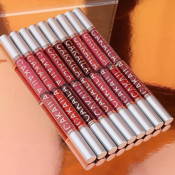 9 Pcs Liquid Lipsticks and Lip Lacquer Set Matte Rich Red Colors Lipstick for Women with Waterproof and Long-Lasting