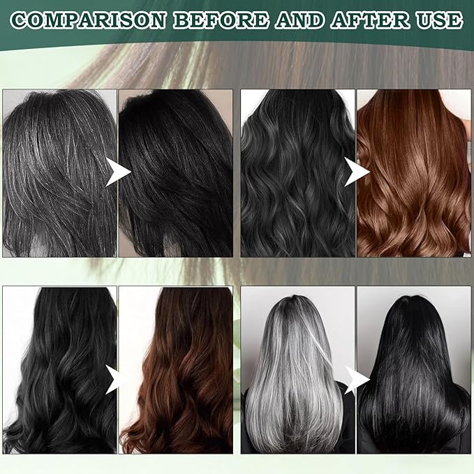 Mild Formula Long Lasting Hair Dye Set, Plant Extracts Hair Color for Gray Coverage, Herbal Hairs Dyes, Nourishing, Natural, Long-Lasting Shampoo 210ML (Chestnut Brown)