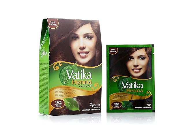 Vatika Naturals Permanent Hair Dye Dark Brown, 100% Grey Coverage, Ammonia-Free, for Rich, Long-Lasting Color, No Damage, for Healthy, Vibrant Hair - 18 Sachets X 10g (Dark Brown, Pack of 3)