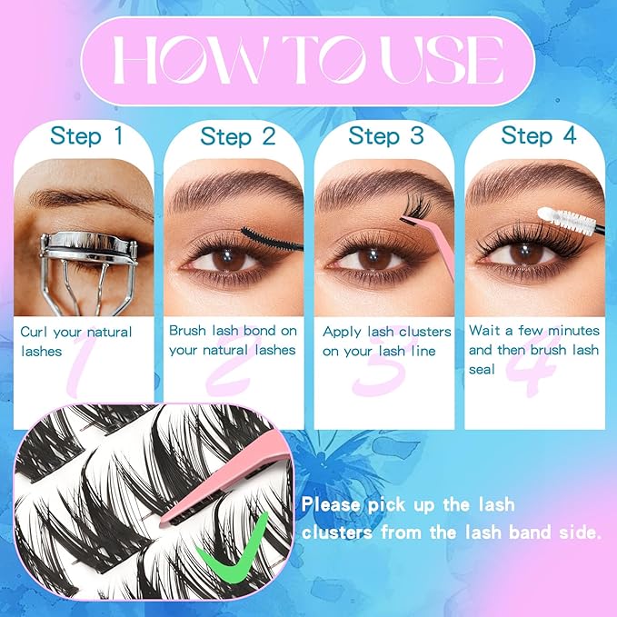 Manga Lash Clusters Spike Eyelash Clusters 10-14mm C Curl Lashes Clusters Wispy Individual Fluffy Lashes Clusters DIY Look Like Eyelash Extension (Mangaedge)
