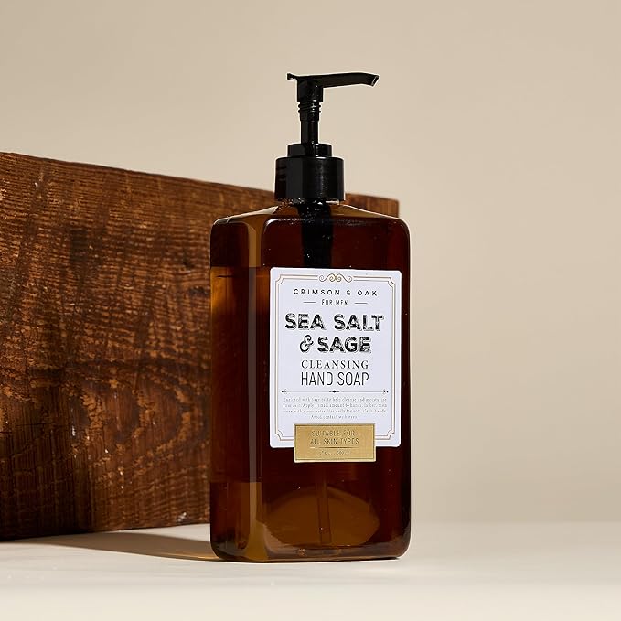 Body Prescriptions Crimson & Oak Men's Deep Cleansing Hand Soap with Pump Dispenser, 17 Fl Oz (Pack of 1), Sea Salt & Sage