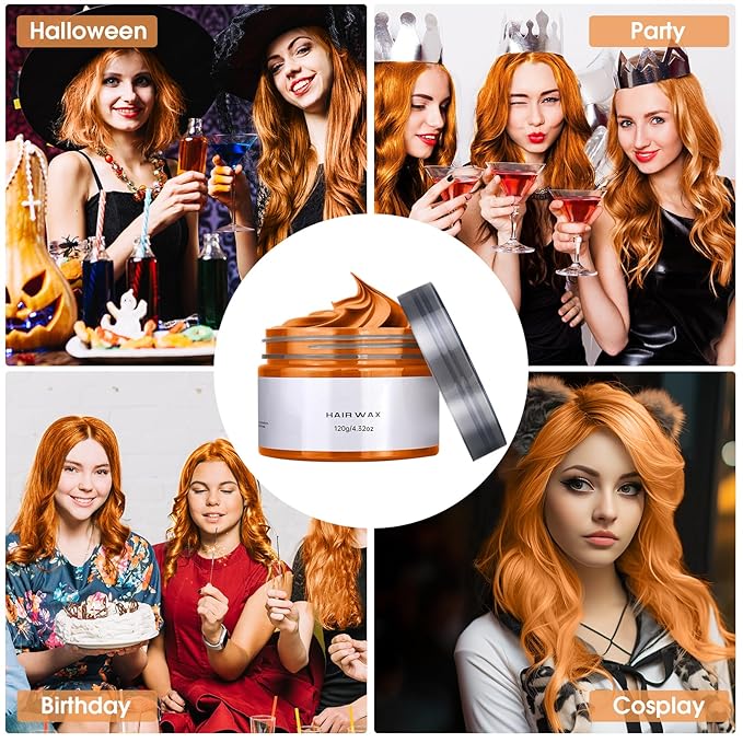 Temporary Hair Color Chalk for Kids, Orange Hair Dye, Hair Wax Color for girls age 4 5 6 7 8 9 10-12 Birthday Party Cosplay DIY Halloween Christmas