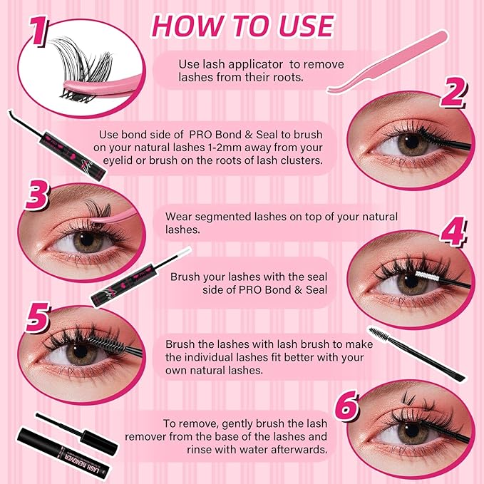 PRO LASHBEAUTY Manga Lash Clusters, Eyelash Clusters 8-18 Mixed Cluster Eyelash Extensions Mixed Lash Extension Reusable Soft & Comfortable (Sweety,8-16mix)
