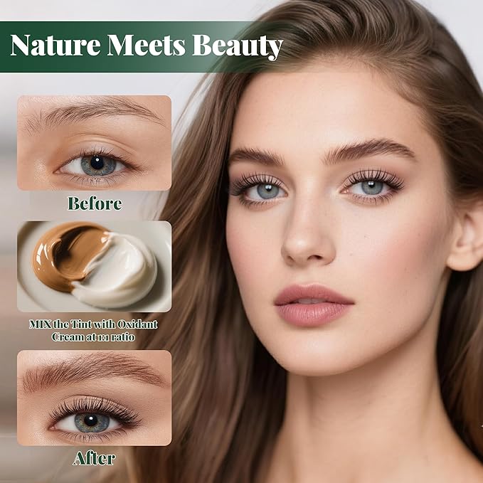 Eyebrow & Eyelash Color Kit with Olive Oil – Gentle, Safe & Long-lasting Lash & Brow Coloring for Natural, Bushy Effects, Easy DIY at Home(Black, 1 Count (Pack of 1))