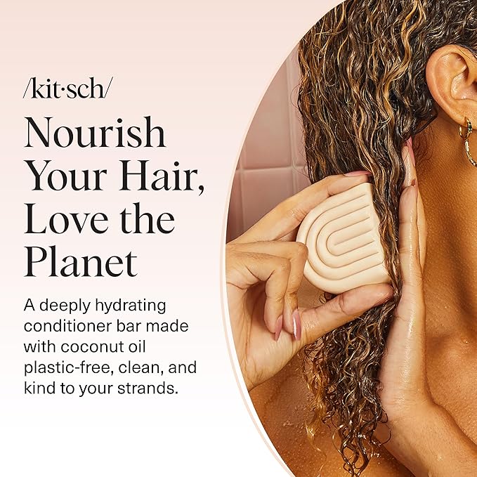 Kitsch Coconut Oil Conditioner Bar - Hair Conditioner For Women and Men - Deep Moisturizing, Nourishes, Hydrate & Soften Damaged Dry Hair - Silicone, Paraben & Sulfate Free - 2.7 oz
