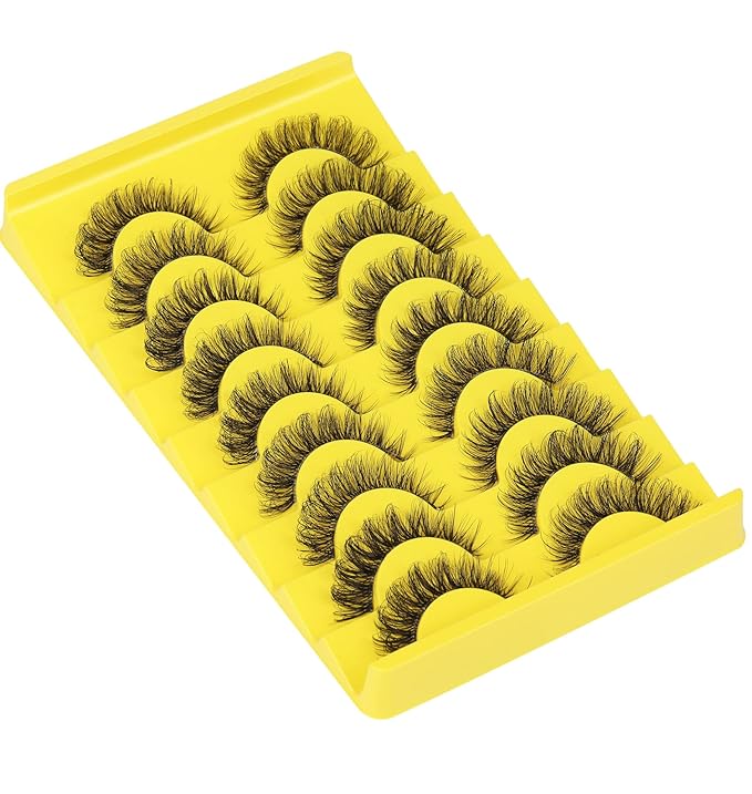 False Eyelashes Russian Strip Lashes D Curl Wispy Natural Look Faux Mink Lashes Like Eyelash Extension Fluffy zanlufly Transparent Band Cat Eye Fake Eyelashes Pack