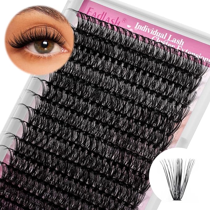 Individual Lashes 17mm Cluster Lashes Large Tray DIY Lash Extension D Curl Lash Clusters Soft Individual Lash Extensions Eyelash Clusters Wispy Cluster Eyelash Extensions (40D-0.07D, 17mm)