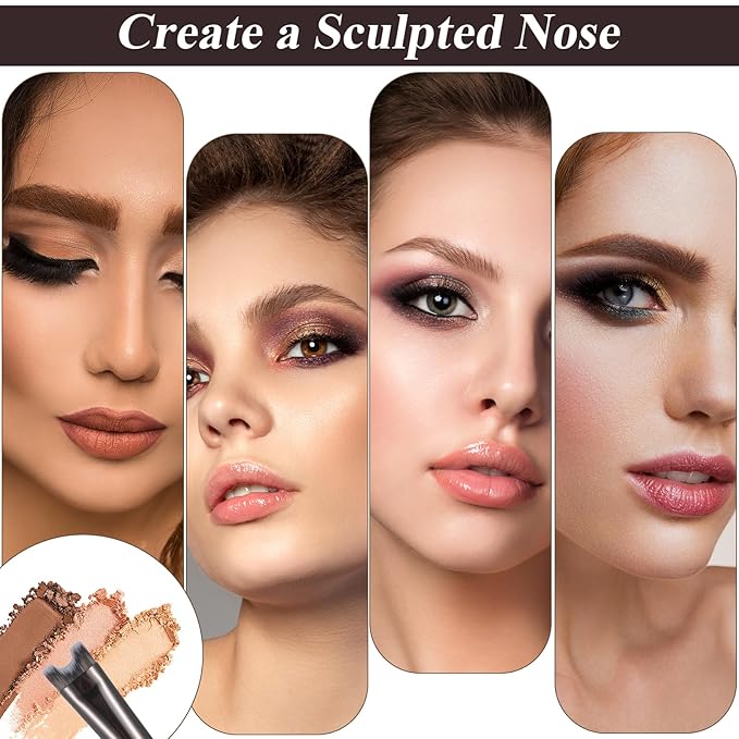 2pcs Nose Contour Brushes Nose Brush Makeup Noses Contouring Brush U-Shaped Angled Tilt Sculpting Fluffy Dual-Ended Makeup Brushes Noses Angled Cheek Bones, Highlight