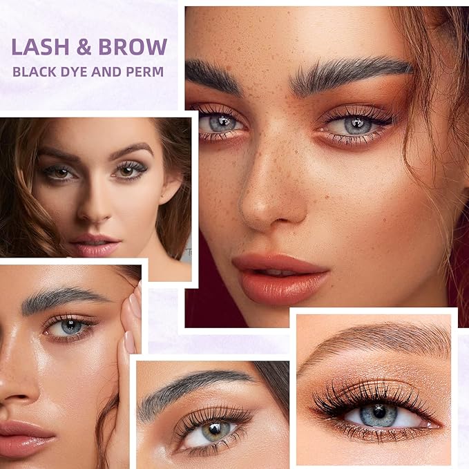 PERMANIA Lash Perm and Black Kit,Salon Grade Supplies for Eyelash Lift and Brow Lamination Black Ti-nt with Lash Lift Balm 4 IN 1 Fast Quick Curling & Coloring Natural Result Hair Color Developers