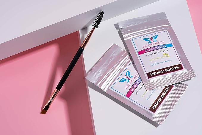 Dual-Ended Eyebrow & Lash Tint Brush – Angled Tip with Spoolie Comb for Henna by Existing Beauty