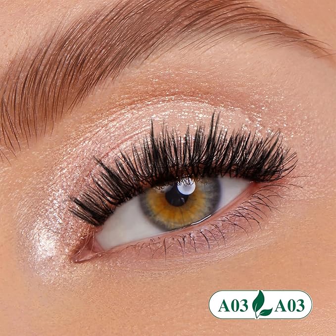 KEYYOU Daily Wear Reusable Magnetic Eyelashes 2 Pair with Applicator No Glue Needed 3D Natural Magnetic Lashes, Easy to Apply & Long Lasting for Daily Use & Events(A03+A03)