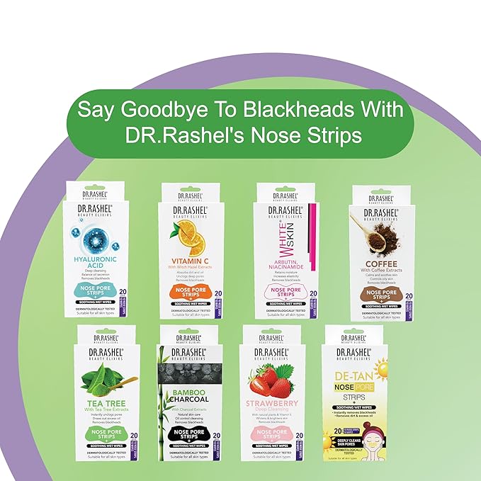 DR.RASHEL Tea Tree Nose Pore Strips For Pore Cleansing, Instant And Painless Blackheads Removal | Deep Purifying Blackhead Remover Strips for Nose | 20 PCS (10 Strips & 10 Wipes)