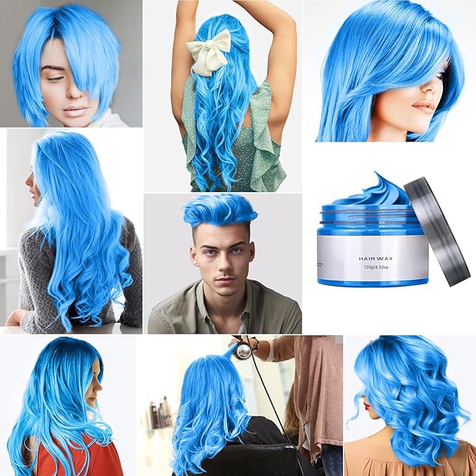 Temporary Hair Color Chalk for Kids, Blue Hair Dye, Hair Wax Color for girls age 4 5 6 7 8 9 10-12 Birthday Party Cosplay DIY Independence Day Halloween Christmas
