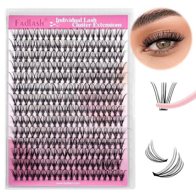 Individual Lashes Large Tray D Curl Lash Clusters 10D 20D 30D 40D Individual Lash Extensions Cluster Lashes Lash Extension Supplies Eyelash Clusters (20D-0.07D, 13mm)