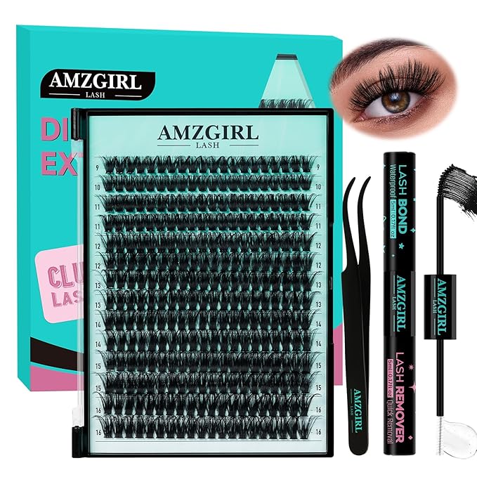 Lash Extension Kit 280PCS Eyelash Clusters 90D DIY Eyelash Extension Kit Individual Lashes Natural Lash Clusters Kit with Lash Bond and Remover, Lash Tweezers(D-Mix9-16mm Kit)