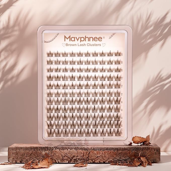 Mavphnee Brown Lash Clusters Kit Fairy Lash Extensions Kit Anime Eyelash Clusters Spiky Cluster Eyelash Extensions Natural Manga Individual Lashes Kit with Bond and Seal Lash Glue Clear