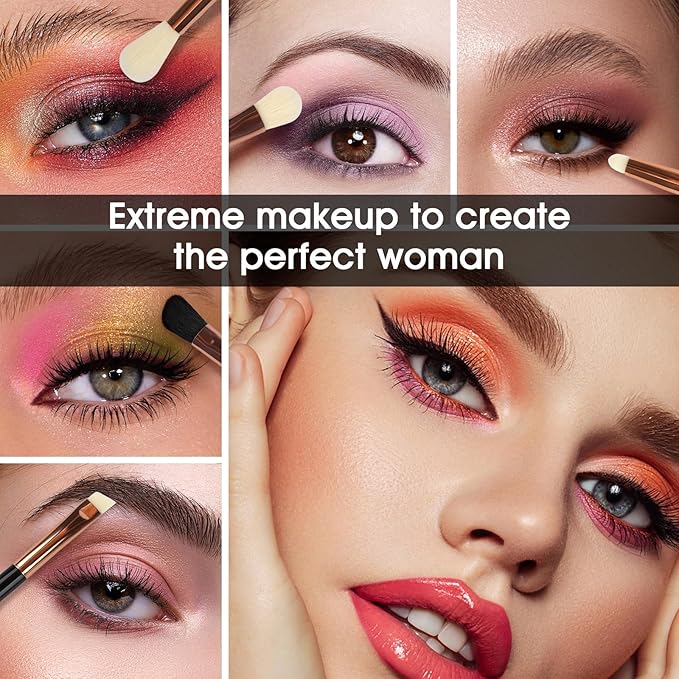 Eye Makeup Brush Set, 6Pcs Professional Soft Make Up Brushes Tools,for Blending Eyeshadow Concealer Eyebrows Eyeliner(Black-YA01)