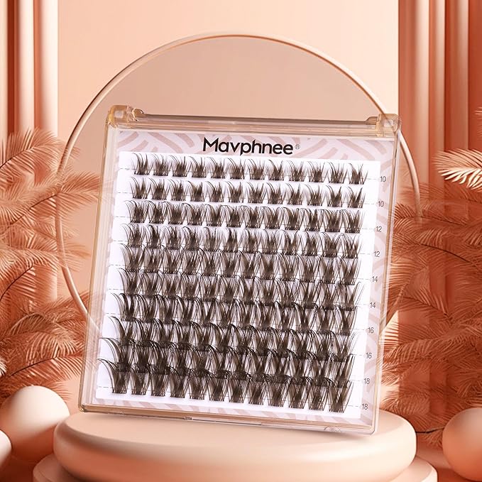 Mavphnee Brown Lash Clusters Dark Brown Eyelash Extensions Natural Lash Extensions Fairy Cluster Eyelash Extensions Wispy D-Curly Individual Eyelashes Clusters 10-18MM 120Pcs Soft Cluster Lashes