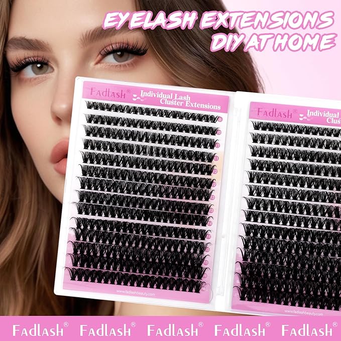 FADLASH Eyelash Clusters Natural Lash Clusters 50D+60D D Curl Individual Lashes Wispy and Volume Clusters Eyelash Extensions 8-16mm Lash Extensions 560PCS