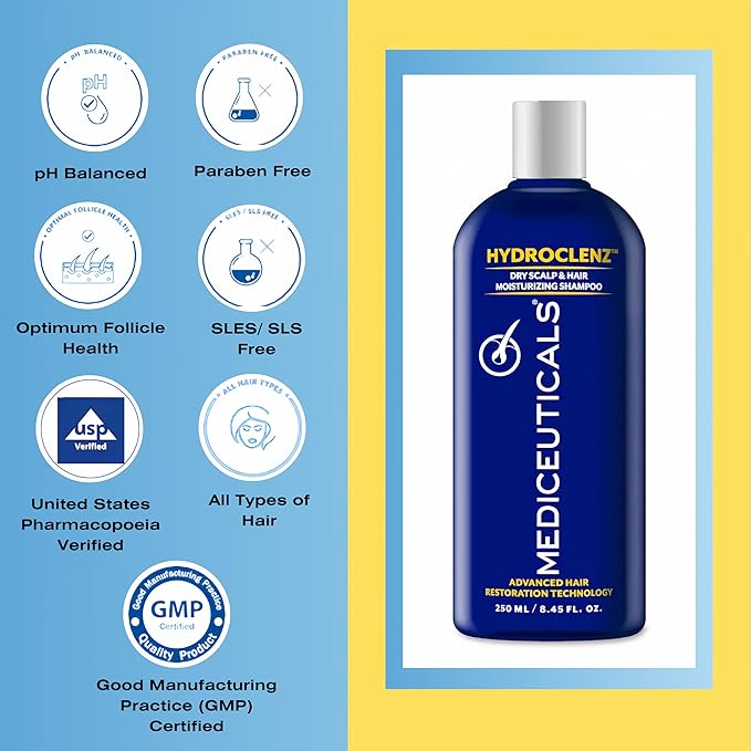 Mediceuticals Hydroclenz Moisturizing Dry Scalp & Hair Shampoo - 8.45 oz / 250 ml