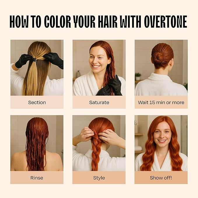 Overtone Semi Permanent Hair Color Conditioner, Golden Copper, 8 oz, Nourishing, Damage-Free, Color Depositing Mask for All Hair Types with Shea Butter & Coconut Oil, Vegan & Cruelty-Free