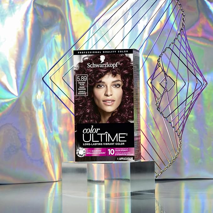 Schwarzkopf Color Ultime 5.89 Radiant Plum Hair Dye, Permanent Intense Black with Diamond Brilliance, Fade-Resistant, Covers Grays, All Hair Textures