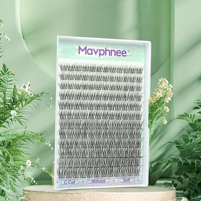 Natural Lash Clusters DIY Lash Extensions at Home 10-16MM Clean Beauty Eyelash Clusters 144PCS Individual Lashes C-Curly Cluster Lashes Pestañas Postizas Soft Cluster Eyelash Extensions DIY Beauty