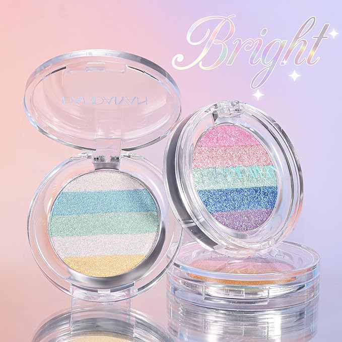 Multi-Use Chameleon Eyeshadow & Highlighter Palette – Iridescent Multichrome Shimmer with Color-Shifting Glow, Long-Lasting Waterproof Glitter Makeup for Eyes, Face & Festival (Rainbow Aurora)