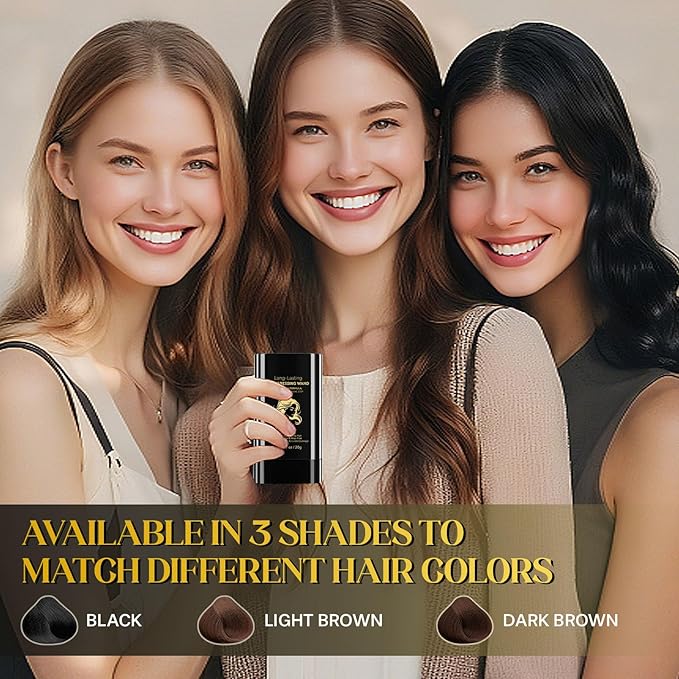 Hair Color Stick, 2 in 1 Instant Dye, Hair Dye Stick, Safe Portable Color Touch-Up Hair Sticks, Cover Gray Hair Color Correction Sticks for Women & Men, Waterproof and Sweat-Proof, 2Pack (Black)