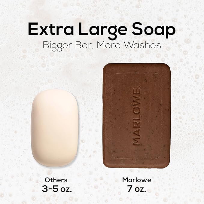 MARLOWE. No. 109 Coffee Bar Soap 7 oz, Body Scrub Soap for Men, Refreshing, Energizing & Exfoliating with Natural Extracts, Caffeine, Coffee Beans & Cocoa Butter, Fresh Brewed Scent