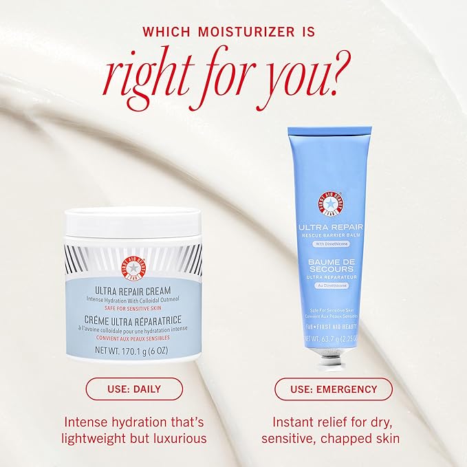 First Aid Beauty Ultra Repair Cream Intense Hydration Moisturiser for Face and Body – Rich Whipped Texture For Immediate Skin Hydration, 170.1g