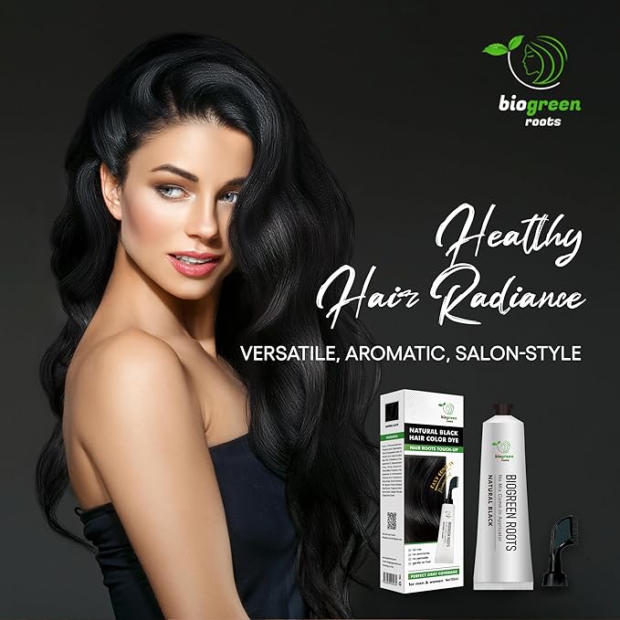 Ammonia-Free & Paraben Free Herbal Hair Dye - Hair Dye for Women & Men - Natural Color and Herbal Nourishment - No Stain on Skin - Natural Black (150 ml)