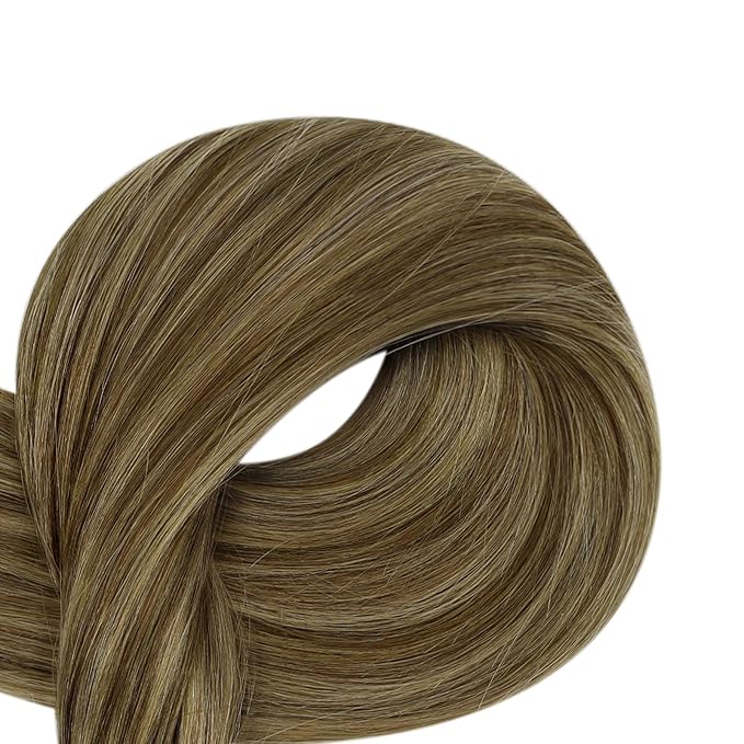 Full Shine Ktip Human Hair Extensions Color 4 Brown Highlighted 27 Blonde 14 Inch 50 Grams K Tip Hair Extensions Real Human Hair Fusion Extensions Straight Natural Remy Hair