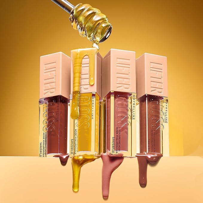 MAYBELLINE Lifter Gloss, Hydrating Honey'd Lip Gloss with Hyaluronic Acid, High Shine for Plumper Looking Lips, Caramel, 1 Count